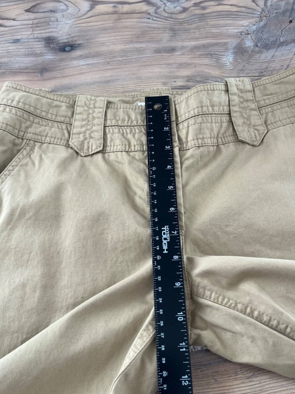 Tommy Hilfiger Flare Leg Chino Pants Womens 8 Khaki Flap Pockets Y2K - Picture 7 of 8